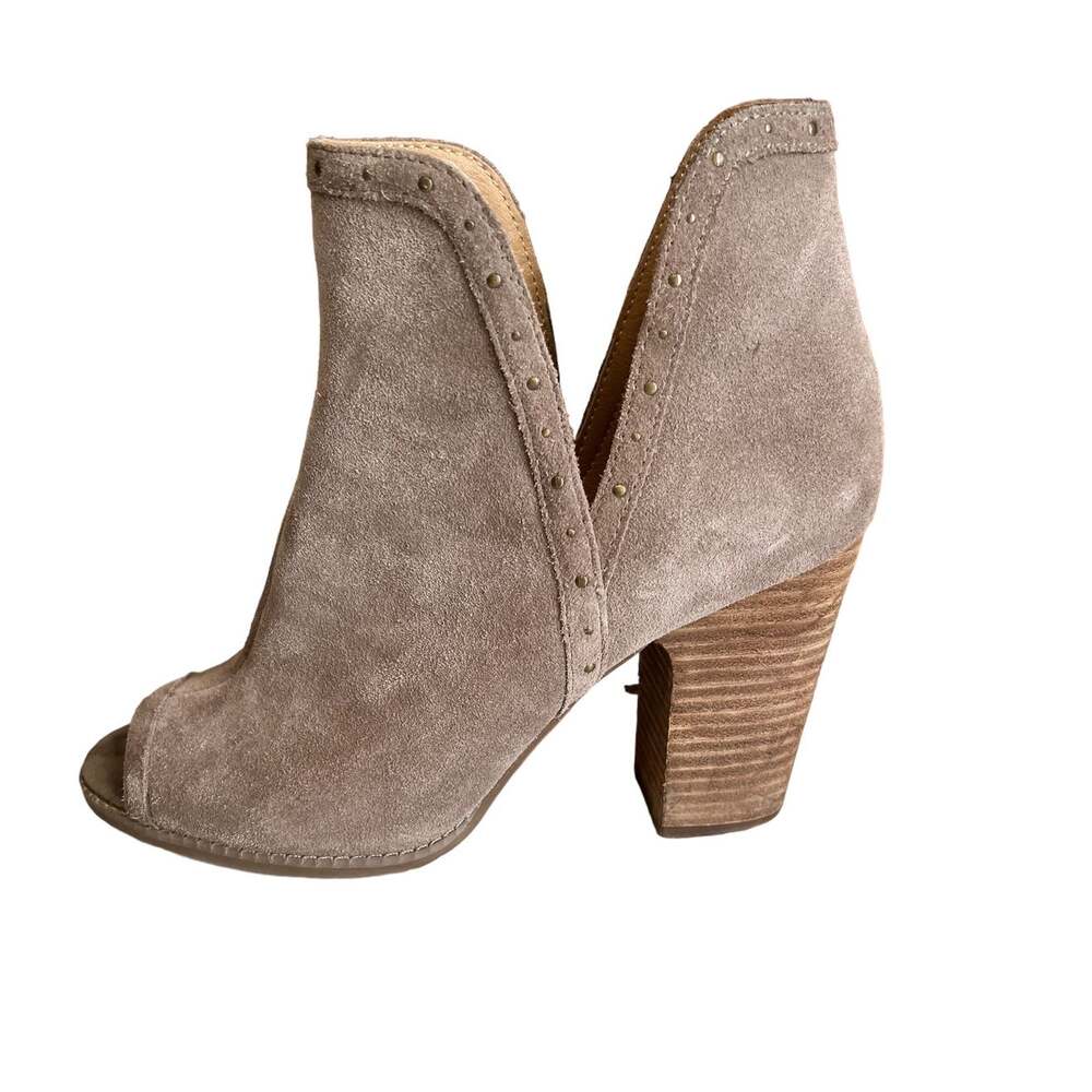 Lucky Brand Libeth Suede D'Orsay Cut Out Open Toe Booties Taupe 9.5
